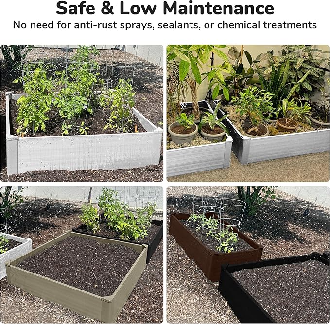Raised Garden Bed - 4x4 ft Planter Box - White HDPE - No Tools Needed - DIY Kit for Urban Gardening, Flowers, Herbs & Vegetables - Made in The USA