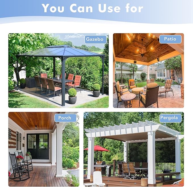 HolidayIdeas Outdoor Sheer Curtains for Patio Waterproof, 4 Panels - 54 x 84 Inch - Cloud Grey Light Filtering Voile Outside Curtains Grommet Drapes for Front Porch, Gazebo, Pergola, Backyard