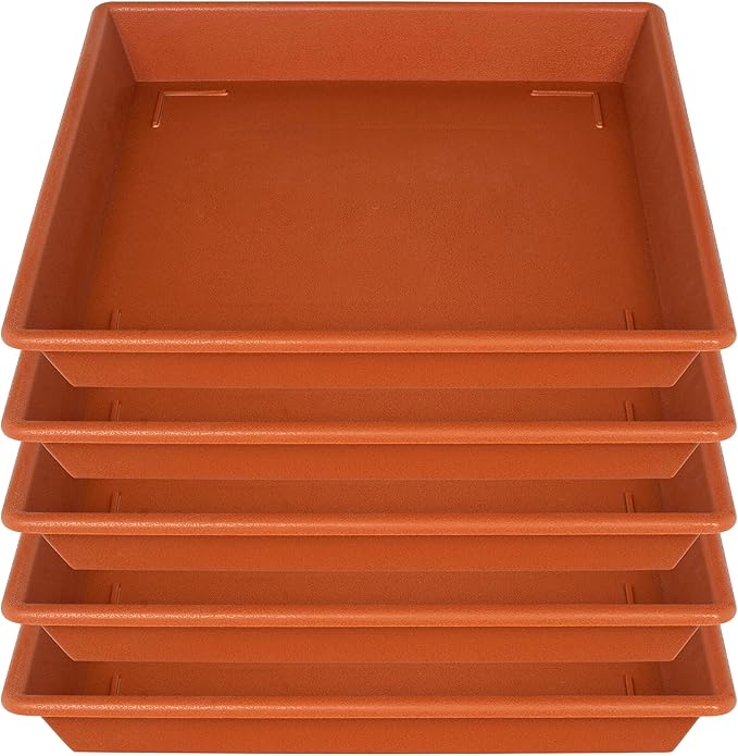 Square Plant Saucer 8 Inch 5 Pack, Plant Stand Plant Trays for Pots Heavy Duty Plastic Plant Saucers for Indoors Outdoors, Flower Pot No Holes Terracotta Plant Lover Gardening Gifts