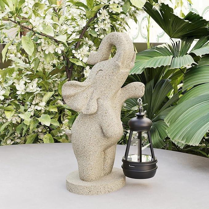 Solar Garden Statue 10 Inch Elephant Decor for Outside Yard Decoration Outdoor Unique Housewarming Gardening Birthday Gifts for Women Grandma
