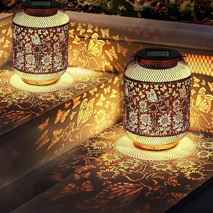 Hummingbird Solar Lantern Outdoor Waterproof Garden Decor, Christmas Gifts for Women, Mom, Metal Hanging Sunflower Solar Lights Outdoor Decoration for Yard, Patio, Tabletop, Pathway