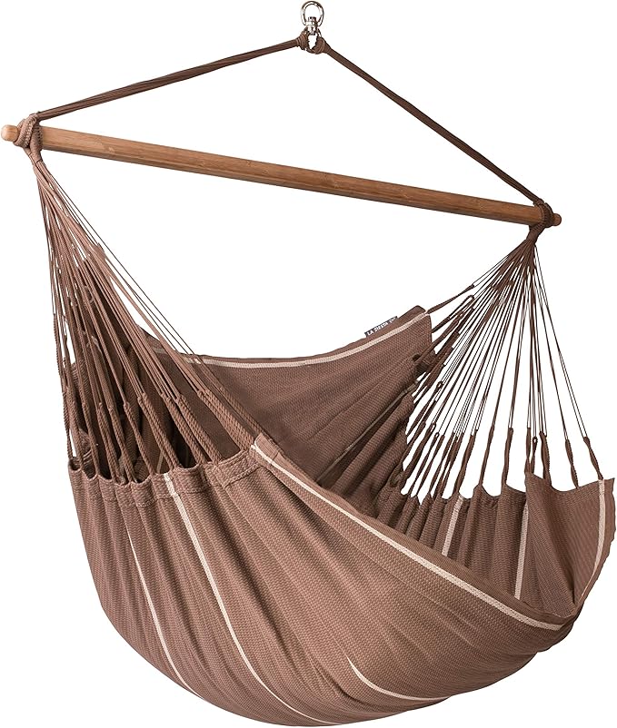 LA SIESTA® XL King Habana Cotton Hammock Chair Swing & Tree Mount Kit - Hammock Swing Chair w/Suspension Kit for Trees Beams & Posts - Indoor Outdoor Hanging Chair for Bedroom Patio - Chocolate
