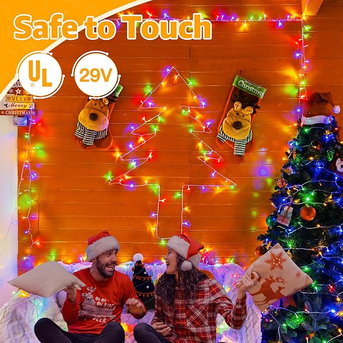 Ollny String Lights 120LED 40FT, Multicolor Fairy Lights Waterproof Connectable Timer, 8 Modes Plug in Christmas Light for Bedroom Outdoor Party Indoor Classroom Decorations