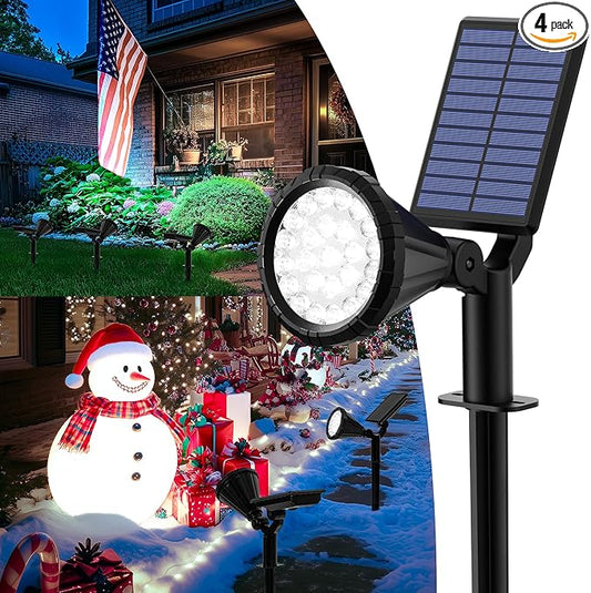 Solar Spot Lights Outdoor Waterproof, Solar Powered Flag Lights Halloween Lights, Landscape Spotlights for Tree, House, Yard, Garden, Christmas Decorations-4 Pack