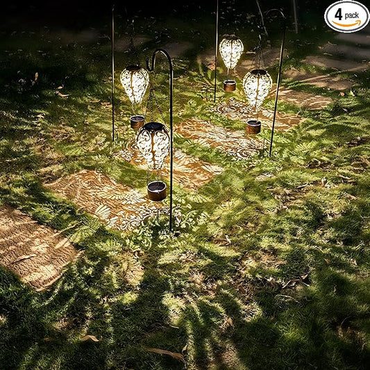 4-Pack Hummingbird Decor Hot Air Balloon Solar Lantern – Outdoor Decorative Hanging Light for Garden Yard Patio Porch Lawn and Pathway – Unique Housewarming, Birthday Gift for Women Mom Grandma