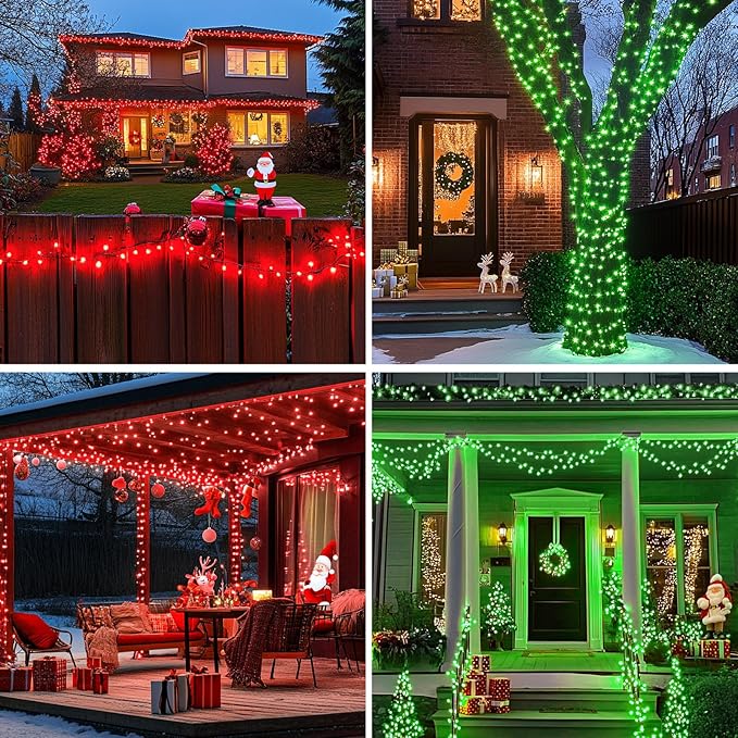 JMEXSUSS 173ft 500 LED Christmas Lights Outdoor, Red and Green Christmas String Lights with Remote, Color Changing Christmas Tree Lights Plug in for Indoor Party Halloween Christmas Decor