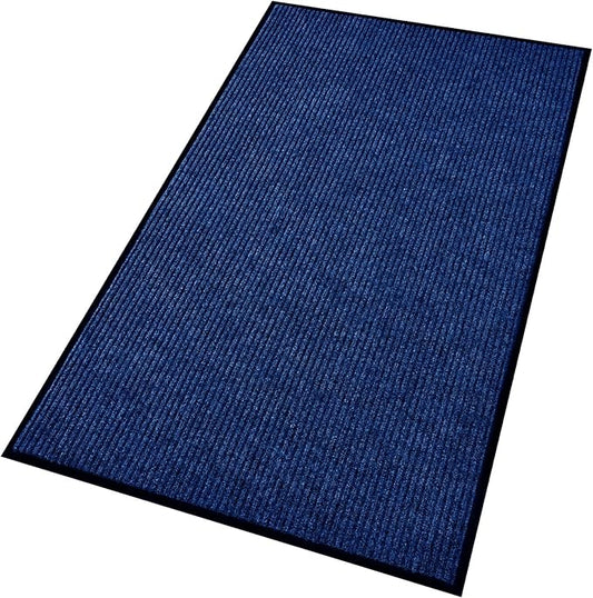 Heavy Duty Entrance Mats, Indoor and Outdoor Rubber Door Mat, Easy Clean Waterproof Anti-Slip Floor Doormat Rug, Low Profile Entrance Shoe Scraper for Entryway, Patio, Garage 47" x 31" Blue
