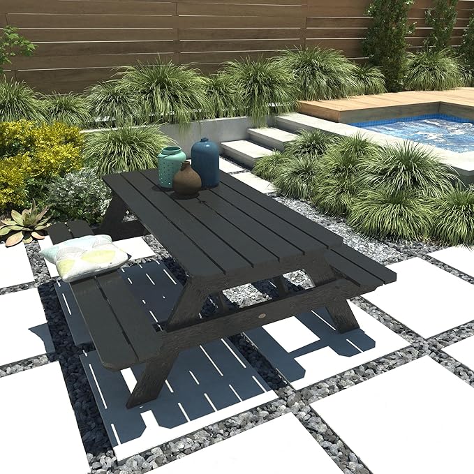 highwood Hometown Picnic Table, 6 Foot, Black