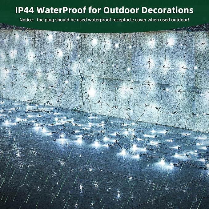 Led Net Lights Christmas Lights Outdoor White Christmas Net Lighting with 121Led Mini Globe Lights 5ftx5ft, Outdoor Indoor Fairy Mesh Net Lights for Christmas Trees, Bushes, Shrubs Decorations