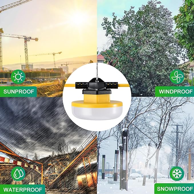 LEDIARY 100FT LED Construction String Lights, 150W 15000LM String Work Light, Linkable Jobsite Lights, Weatherproof Temporary Lighting Indoor&Outdoor, ETL Listed