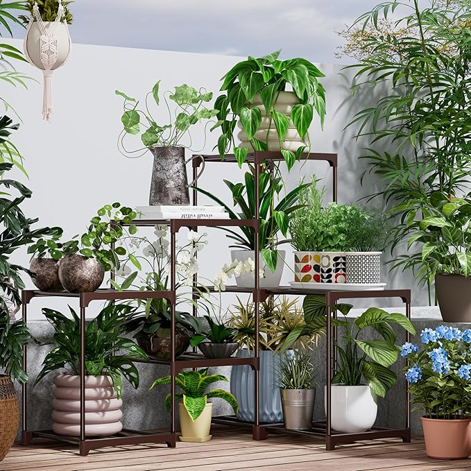 Metal Plant Stand Indoor Corner Plant Shelf Outdoor for Multiple Plants Flower Stand Ladder Plant Table for Plant Pots for Window Garden Balcony Living Room