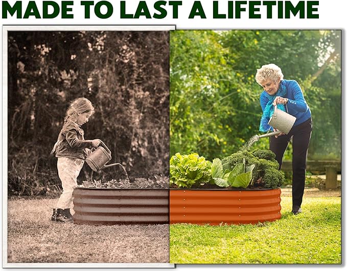 Galvanized Raised Garden Beds Outdoor // 4×2×1 ft Planter Raised Beds for Gardening, Vegetables, Flowers (Orange) // Large Metal Garden Box