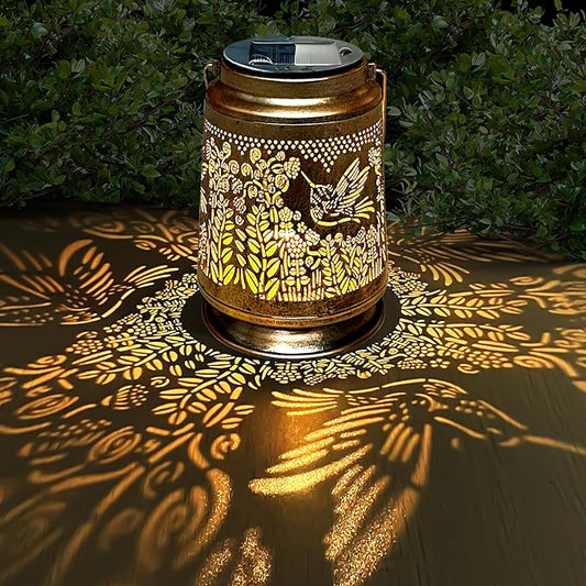 KY&BOSAM Fly Hummingbird Solar Lanterns Outdoor Waterproof Hanging Solar Lights Christmas Gifts for Women Men Metal Bird Decoration LED Solar Lantern Garden Decor for Yard,Tabletop,Pathway,Landscape