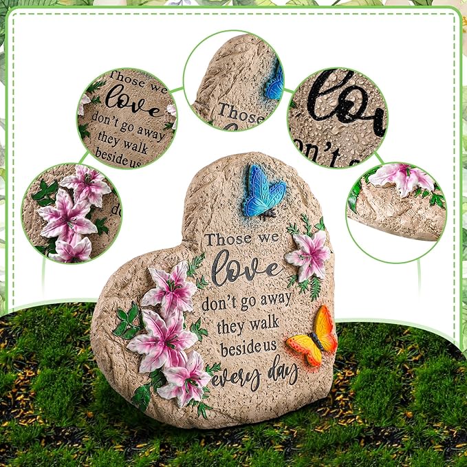 Jetec Memorial Garden Stone Sympathy Gift Decor Those We Love Don't Go Away Memorial Bereavement in Memory of Loss of Loved One Condolence Gifts for Outdoors(10 Inch)