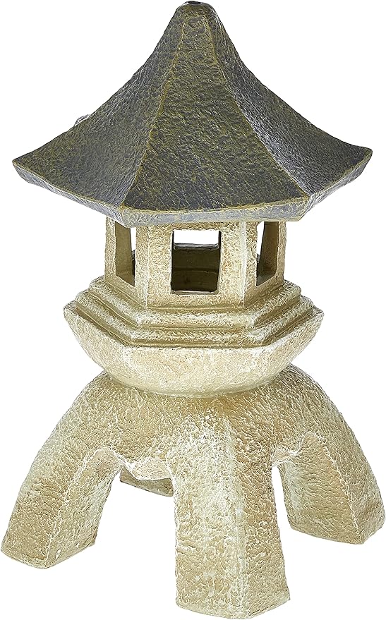 Design Toscano Asian Decor Pagoda Lantern Indoor/Outdoor Statue, Giant, Fiberglass Cast Stone Resin, Two Tone Stone Finish