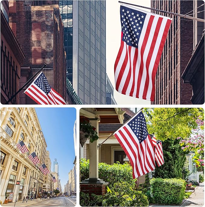 American Flag 12x18 Outside, US Flags for Outdoor Indoor, Heavy Duty Durable, Deluxe Embroidered Stars, Brass Grommets, Sewn Stripes, Vivid Color, Fade Resistant and waterproof