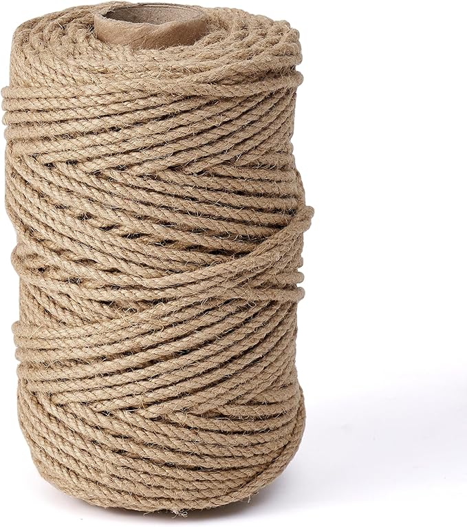 Natural Jute Twine,328 Feet 4mm Hemp Twine Rope for Gift Wrapping Craft Plant Garden Christmas Handmade Arts Decoration Packing String Home Decor