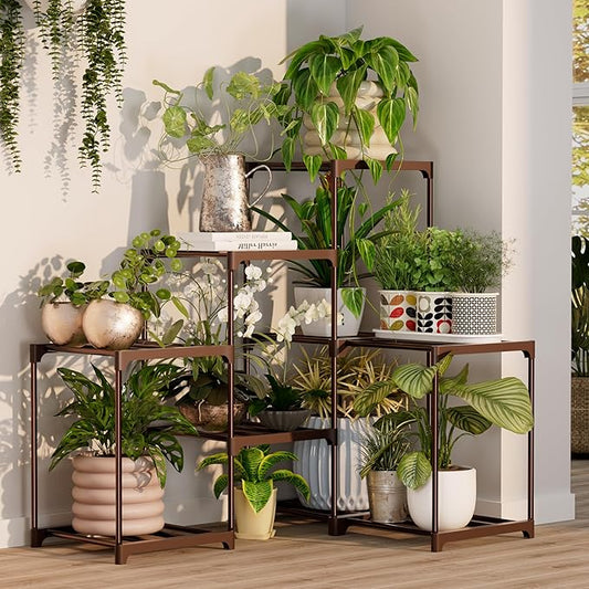 Metal Plant Stand Indoor Corner Plant Shelf Outdoor for Multiple Plants Flower Stand Ladder Plant Table for Plant Pots for Window Garden Balcony Living Room