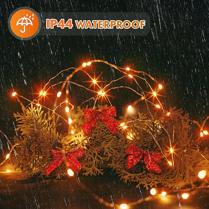 Twinkle Star 4 Pack Outdoor Solar String Lights, Total 160FT 480 LED Solar Powered Christmas Decorative Fairy Lights with 8 Modes, Waterproof Light for Xmas Patio Yard Wedding Party, Orange