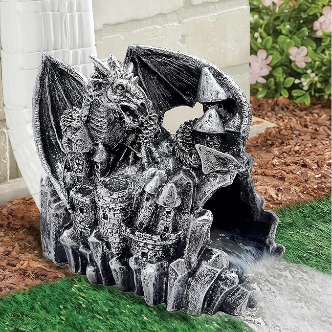 Dragon Sculpture 3"x4" Gutter Downspout Decoration, Outdoor Decor, Garden Animal Statue Ornament, Gutter Downspout Diverter Rain, Splash Block, Gutter Extender, Decorative Gutter Extension