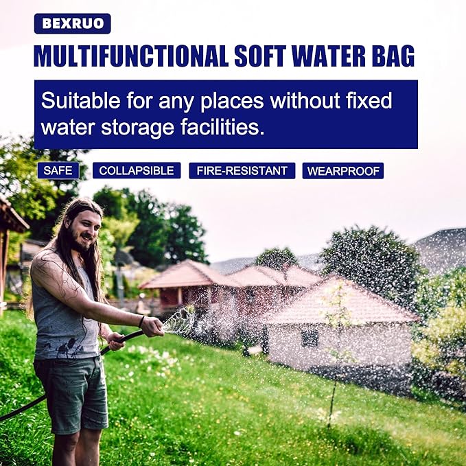 30Gal Portable Water Storage Bladder, Foldable Large Capacity Container Water Tank, Agricultural Irrigation, Camping, Firefighting, Outdoor Household Water
