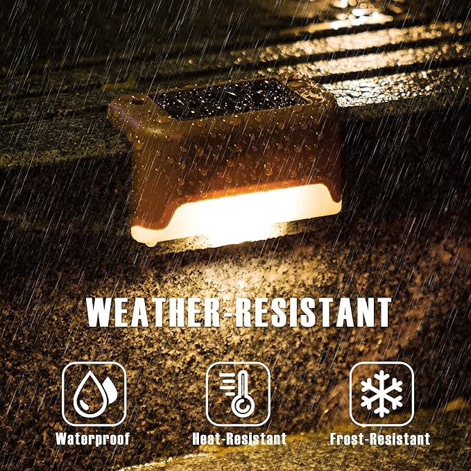 GIGALUMI Led Solar Deck Lights, 20 Pack Waterproof for Outdoor Stairs, Step, Fence, Railing, Yard and Patio (Warm White)