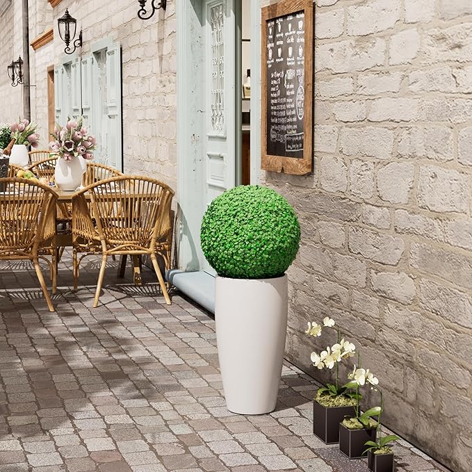 QCQHDU 24 inch Tall Planter for Indoor & Outdoor Plants, 2 Pack Sturdy Plant Flower Pots Modern Decor for Front Porch Patio Deck Living Room