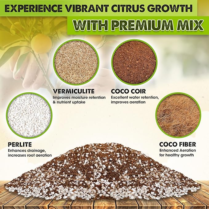 DUSPRO Recycle Citrus Tree Potting Soil Mix for Potted Lemon Tree, Specialized for Oranges, Fruit Tree Indoor Planting Pre-Mixed 4-in-1 Ready to Use (6 Quarts)