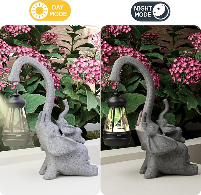 Solar Garden Statue 10 Inch Elephant Decor for Outside Yard Decoration Outdoor Unique Housewarming Gardening Birthday Gifts for Women Grandma
