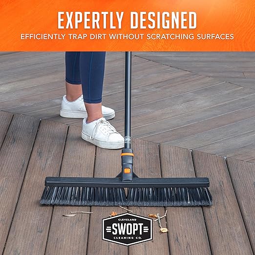SWOPT 24” Standard Multi-Surface Push Broom Head — Indoor and Outdoor Push Broom — Cleaning Head Interchangeable with All SWOPT Cleaning Products for More Efficient Cleaning and Storage