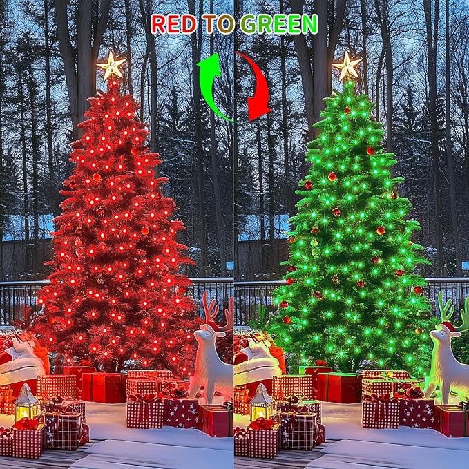 JMEXSUSS 173ft 500 LED Christmas Lights Outdoor, Red and Green Christmas String Lights with Remote, Color Changing Christmas Tree Lights Plug in for Indoor Party Halloween Christmas Decor