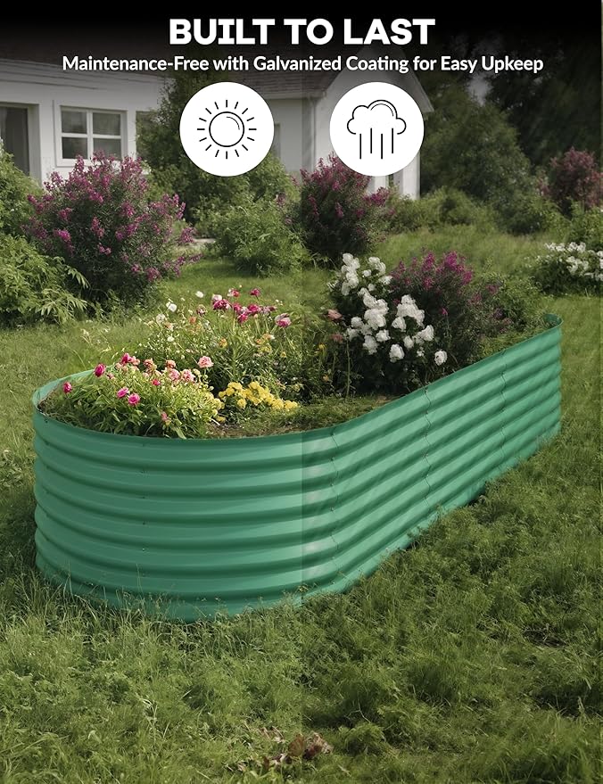 10x4x1.5ft Raised Garden Bed,Galvanized Raised Planter Boxes Outdoor with Easy Assembly, Large Garden Bed for Vegetables, Fruits, Flower,Raised Garden Bed,Green