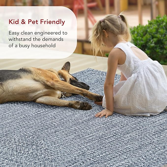 nuLOOM Oval 3' x 5' Solid Hand Braided Indoor/Outdoor Area Rug, Pet-Friendly, High Traffic, Weather Resistant, for Patio, Balcony, Bedroom, Living, Dining Room, Wynn Navy