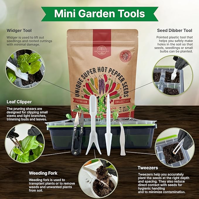 Organo Republic 13 Unique Super Hot Pepper Seeds Variety Pack - 1,020+ Non-GMO Heirloom Pepper Seeds for Outdoor and Indoor Home Gardening, Including Pepper Caloro, Firecracker, Habanero, Fresno Chili