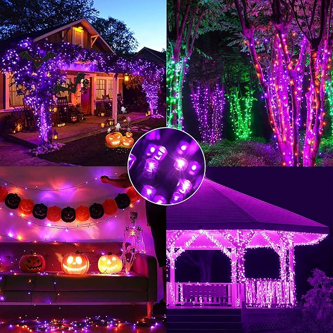 weillsnow Purple Christmas Lights, 200 LED 66Ft Plug in Waterproof Christmas String Lights, 8 Modes with Memory for Outdoor Indoor Garden Tree Patio Christmas Decorations (66FT, Purple)