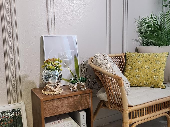 6" Disco Ball Planter – Rotating Mirror Planter with Macrame Hanger & Wooden Stand for Indoor and Outdoor Plants