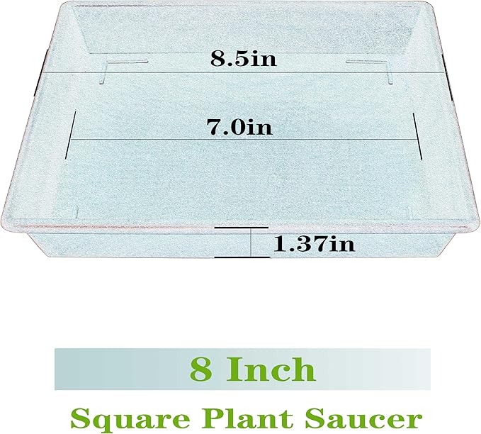 Square Plant Saucer 8 Inch 5 Pack, Plant Stand Plant Trays for Pots Heavy Duty Plastic Gray Plant Saucers for Indoors Outdoors, Flower Pot No Holes Plant Lover Gardening Gifts
