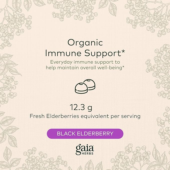 Gaia Herbs Black Elderberry (Sambucus Nigra) 40 Gummies