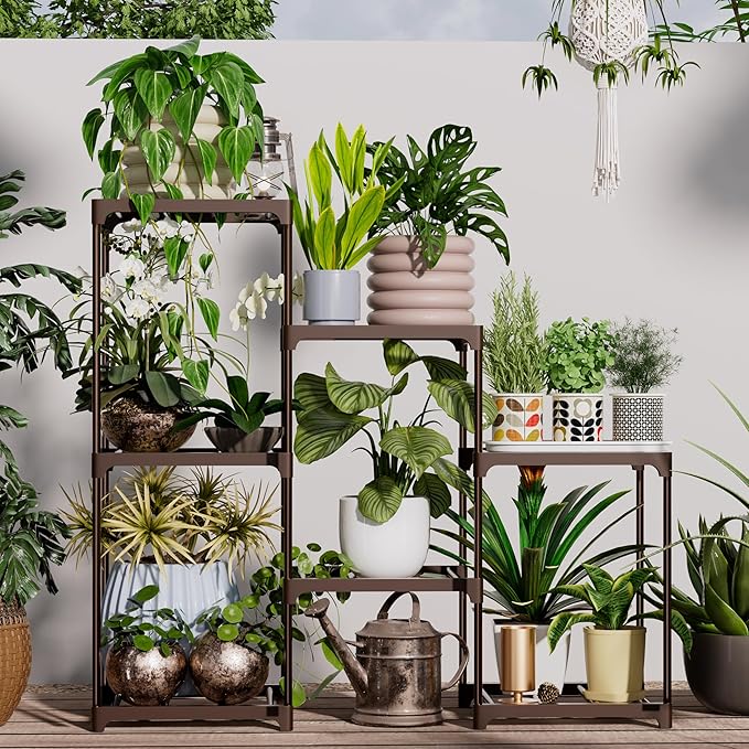 Metal Plant Stand Indoor Outdoor Plant Shelf Stand, 3 Tiers 7 Pots Potted Flower Plant Stands for Indoor Plants Multiple, Plant Shelves Stands Rack for Patio, Balcony, Living Room