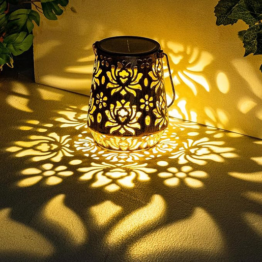 Solar Lanterns Outdoor Decor Waterproof,2Pack Flower Hanging Gifts for Women, Mom, Solar Garden Lights Metal Decoration for Outside,Yard, Patio,Garden,Porch,Pool