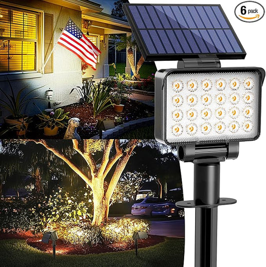 Solar Spot Lights Outdoor Waterproof for Flag, Tree, House, Garden, Yard, Landscape Spotlights for Accent Uplighting Halloween Christmas Decorations-6 Pack