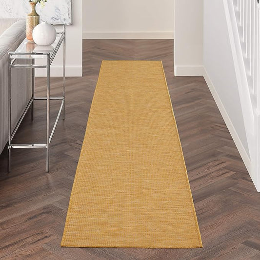 Nourison Positano Indoor/Outdoor Yellow 2'2" x 12' Area Rug, Easy Cleaning, Non Shedding, Bed Room, Living Room, Dining Room, Backyard, Deck, Patio (2x12)