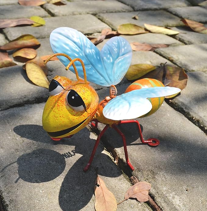 GIFTME 5 Garden Decor Bee and Butterfly,Metal Outdoor Decorations for Garden, Set of 2 Metal Yard Art-Perfect Garden Lover Gifts