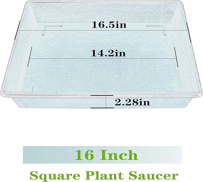 Square Plant Saucer 16 Inch 2 Pack, Plant Stand Plant Trays for Pots Heavy Duty Plastic Plant Saucers for Indoors Outdoors, Flower Pot No Holes Terracotta Plant Lover Gardening Gifts