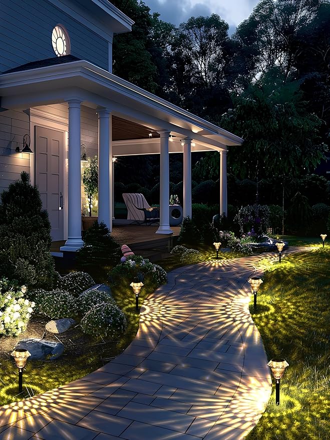 SOLPEX Solar Pathway Lights Garden Decor for Yard, Garden Lights Solar Powered Waterproof Landscape Lighting, Solar Outdoor Lights Porch Decor for Path Walkway Driveway (6 Pack Warm White)