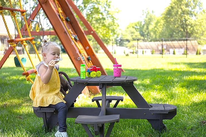 Jack & June Circular Cedar Picnic Table – 100% Cedar Wood – Weather Resistant – Perfect for Outdoor Dining and Entertaining