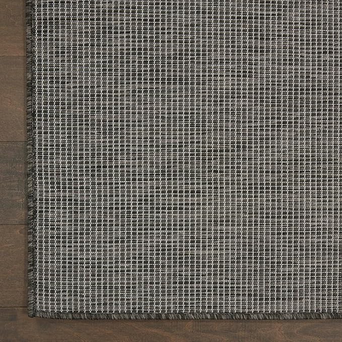 Nourison Positano Indoor-Outdoor Charcoal 9' x 12' Area Rug, Easy Cleaning, Non Shedding, Bed Room, Living Room, Dining Room, Backyard, Deck, Patio (9x12)