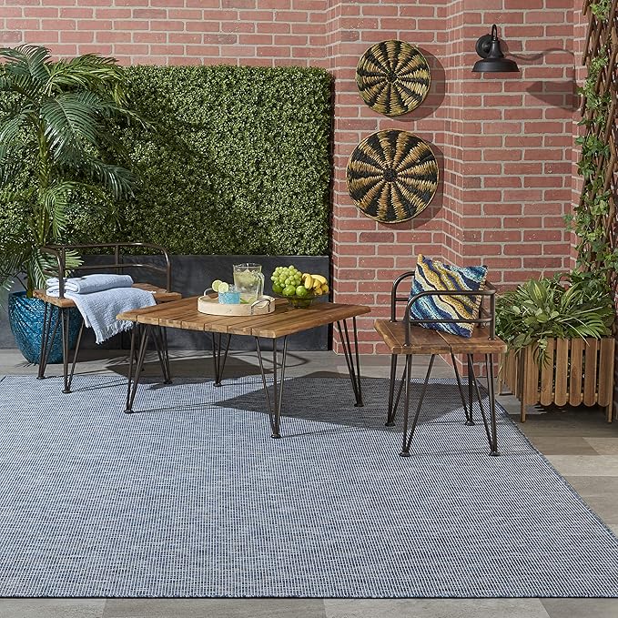 Nourison Positano Indoor/Outdoor Navy Blue 2'2" x 10' Area Rug, Easy Cleaning, Non Shedding, Bed Room, Living Room, Dining Room, Backyard, Deck, Patio (2x10)