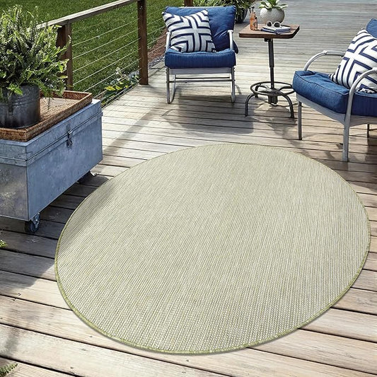 Keen Home Design Terrace Outdoor Round Rug - 5ft Round Washable Indoor/Outdoor Rug for Patio, Kitchen, Balcony, Beach, Garden, Deck and Porch, Size: 5'3" Round