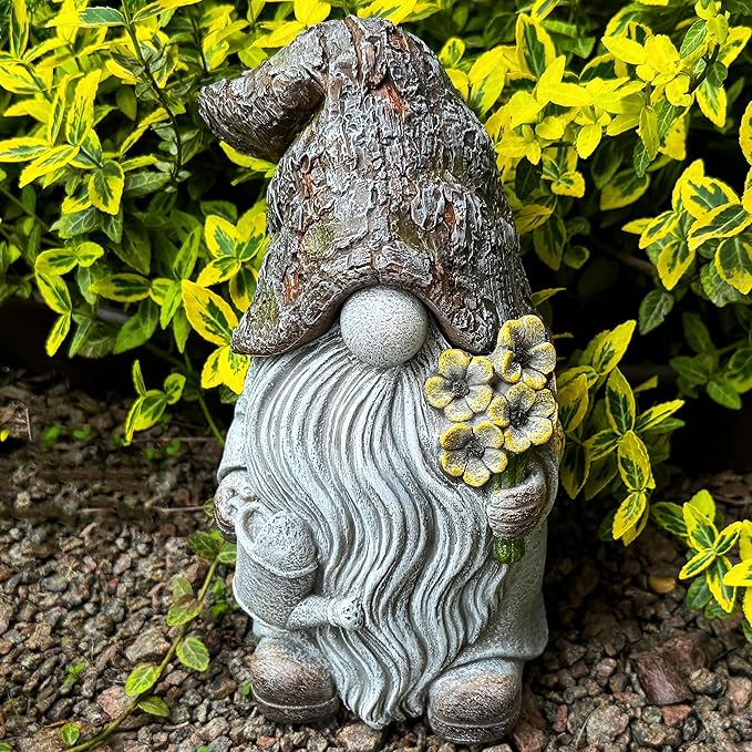 Mood Lab Garden Gnome - Key Hider Gnome Figurine - 9.25 Inch Lawn Statue - for Outdoor or House Decor